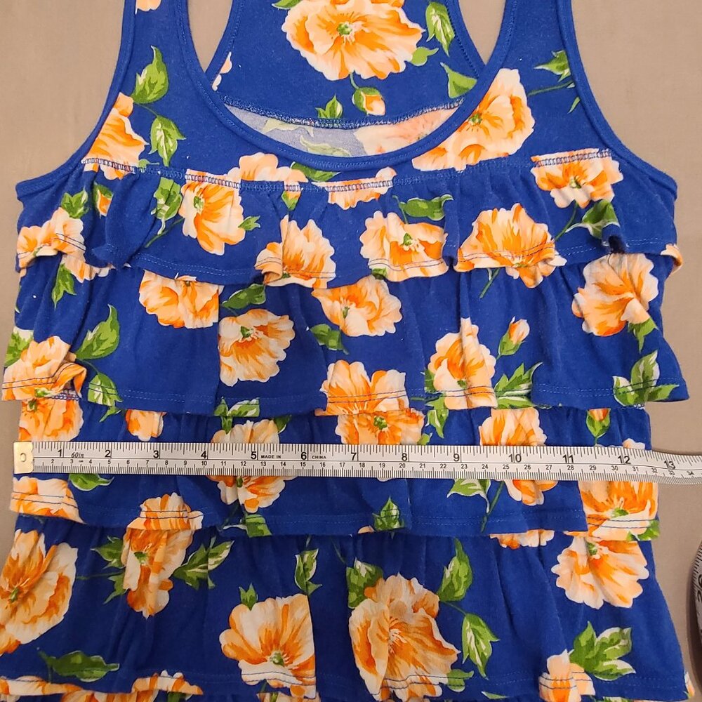 Hollister Blue Floral Ruffle Tank Top | Size Small - Picture 9 of 10